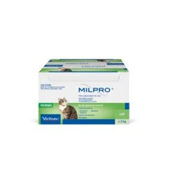 Virbac Milpro Film-Coated Allwormer Tablets For Cats (2-8kg) -KONG Shop 84018101 BOX MILPRO CT 48CP VAU E COM 2000x2000 face b4506ba2 d0a4 4522 a17f c25428b03edb