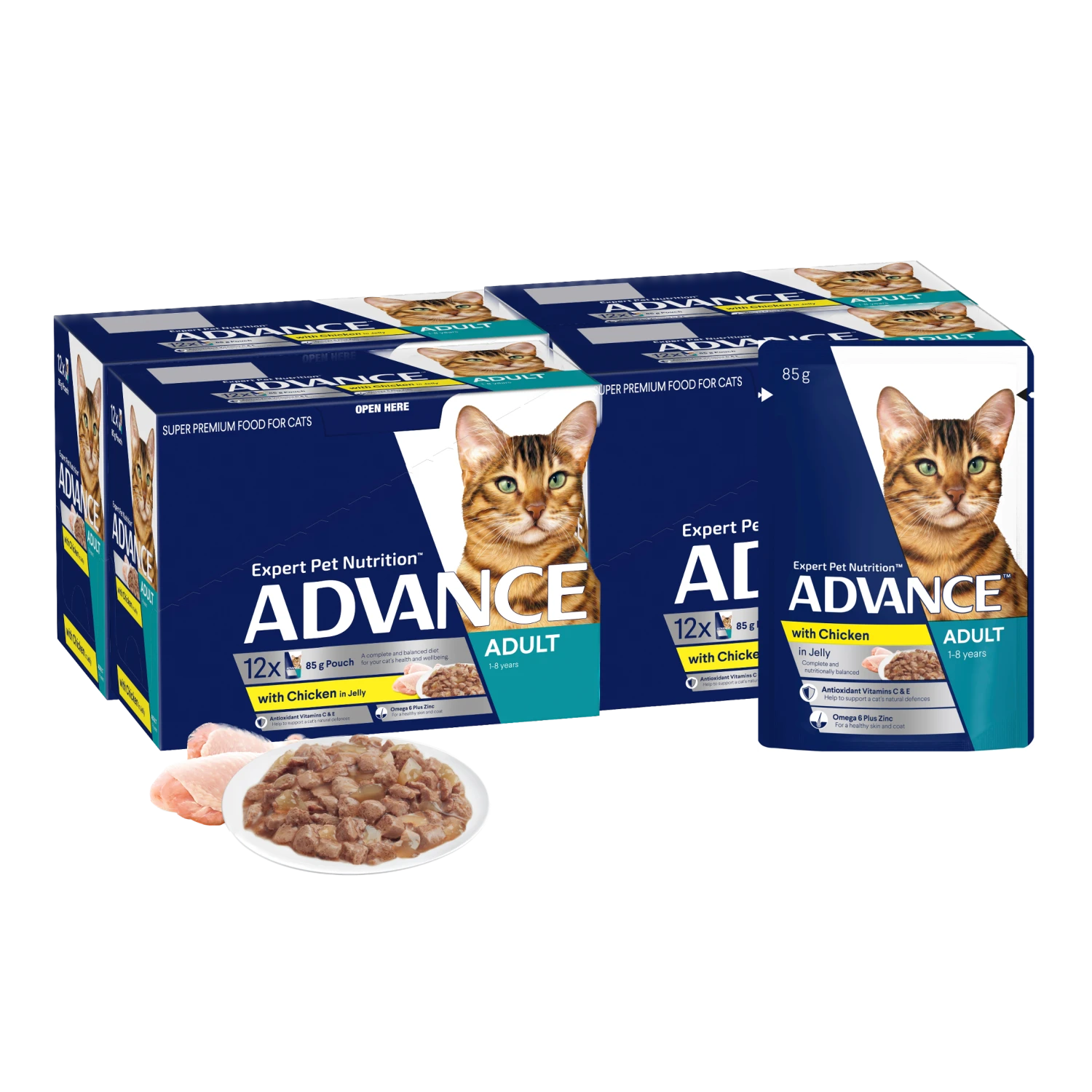 Advance Chicken In Jelly Adult Cat Wet Food 85g Pouches 14 Advance Chicken In Jelly Adult Cat Wet Food 85g Pouches - Image 12