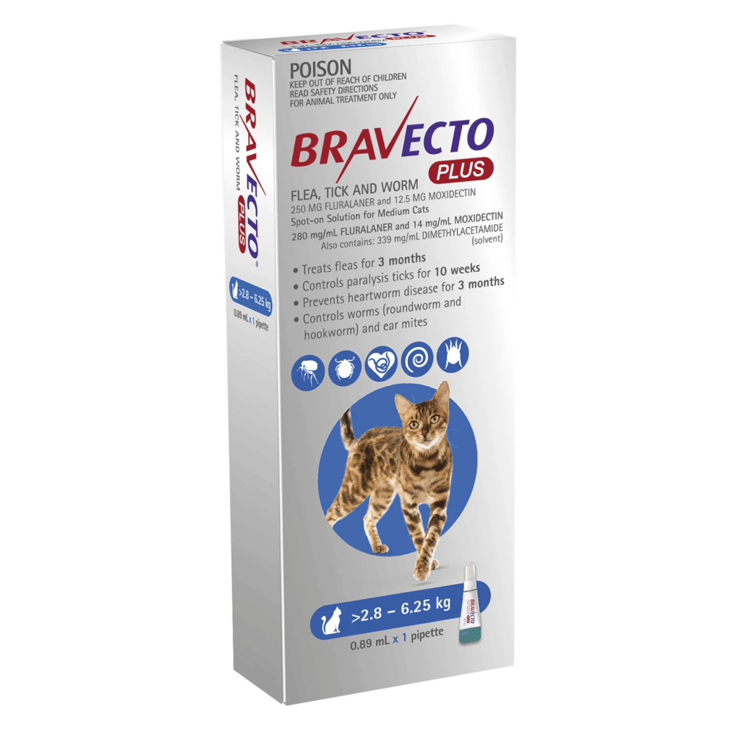 Bravecto Plus Spot-On For Medium Cats (2.8-6.25kg) - Image 2