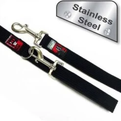 Black Dog Wear Double Ended Lead Strong - Stainless Steel -KONG Shop DLQX