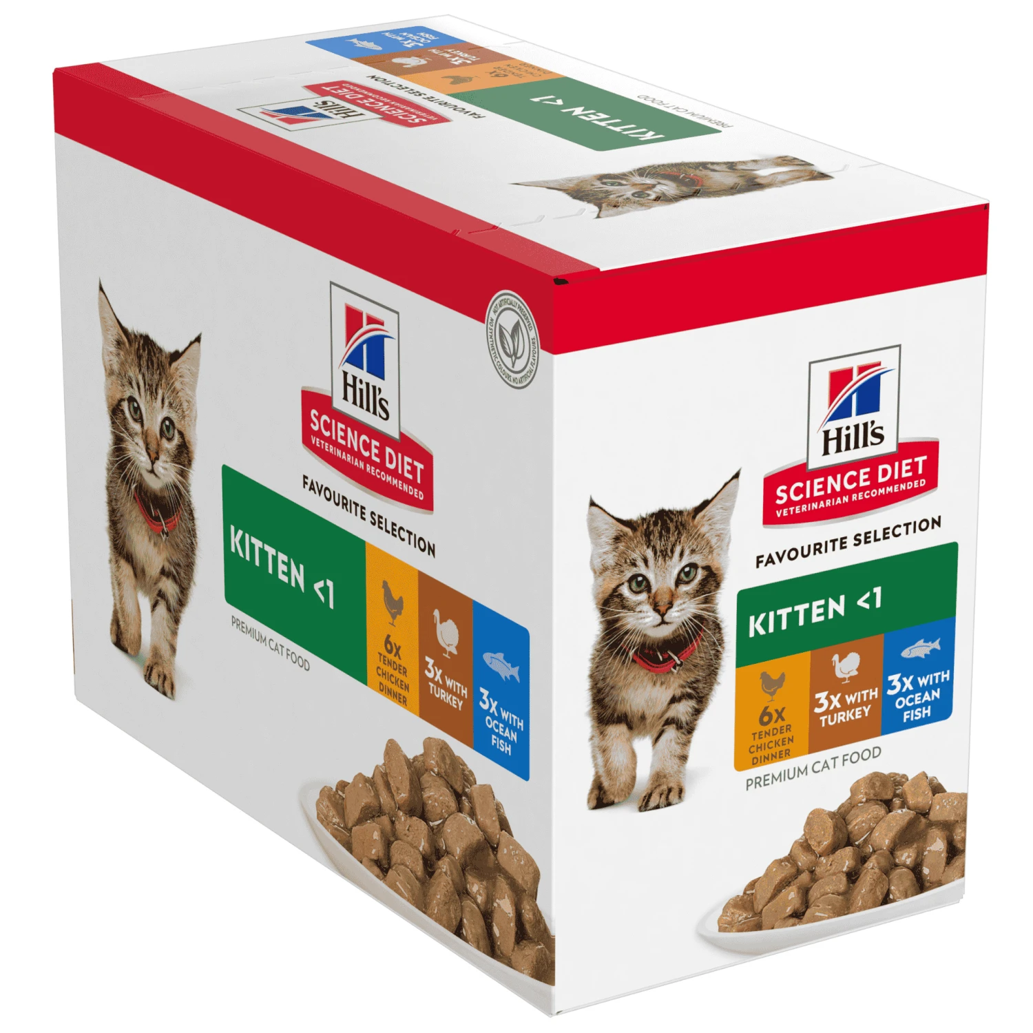 Hill’s Science Diet Variety 12 Pack (6 Chicken, 3 Turkey, 3 Ocean Fish) Kitten Wet Food 85g Pouches