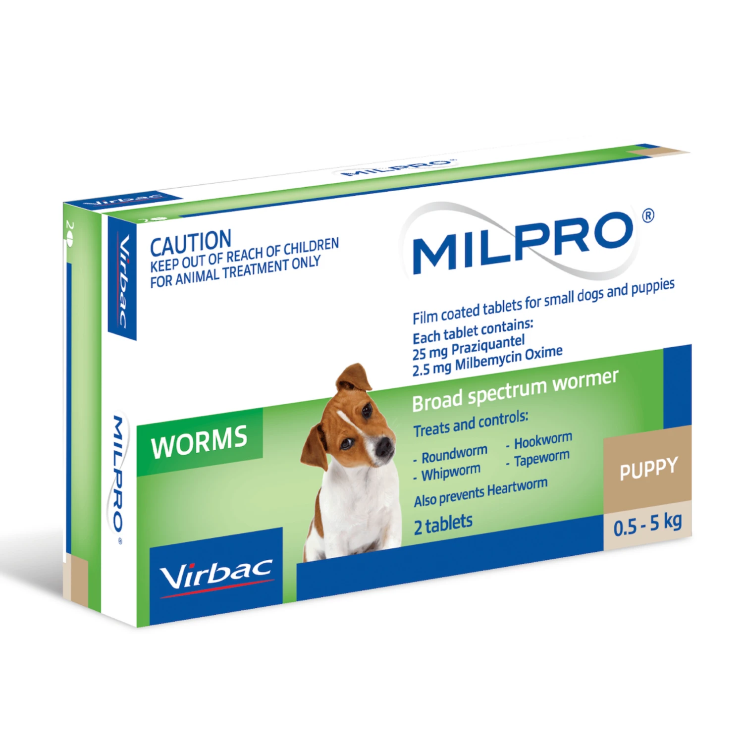 Virbac Milpro Film-Coated Allwormer Tablets For Small Dogs/Puppies (0.5-5kg)