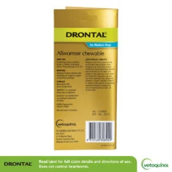 Drontal Allwormer Chewables For Medium Dogs 10kg -KONG Shop Tiles DrontalAllWormerMediumDogs5Chews 462410 back.20230529033638914