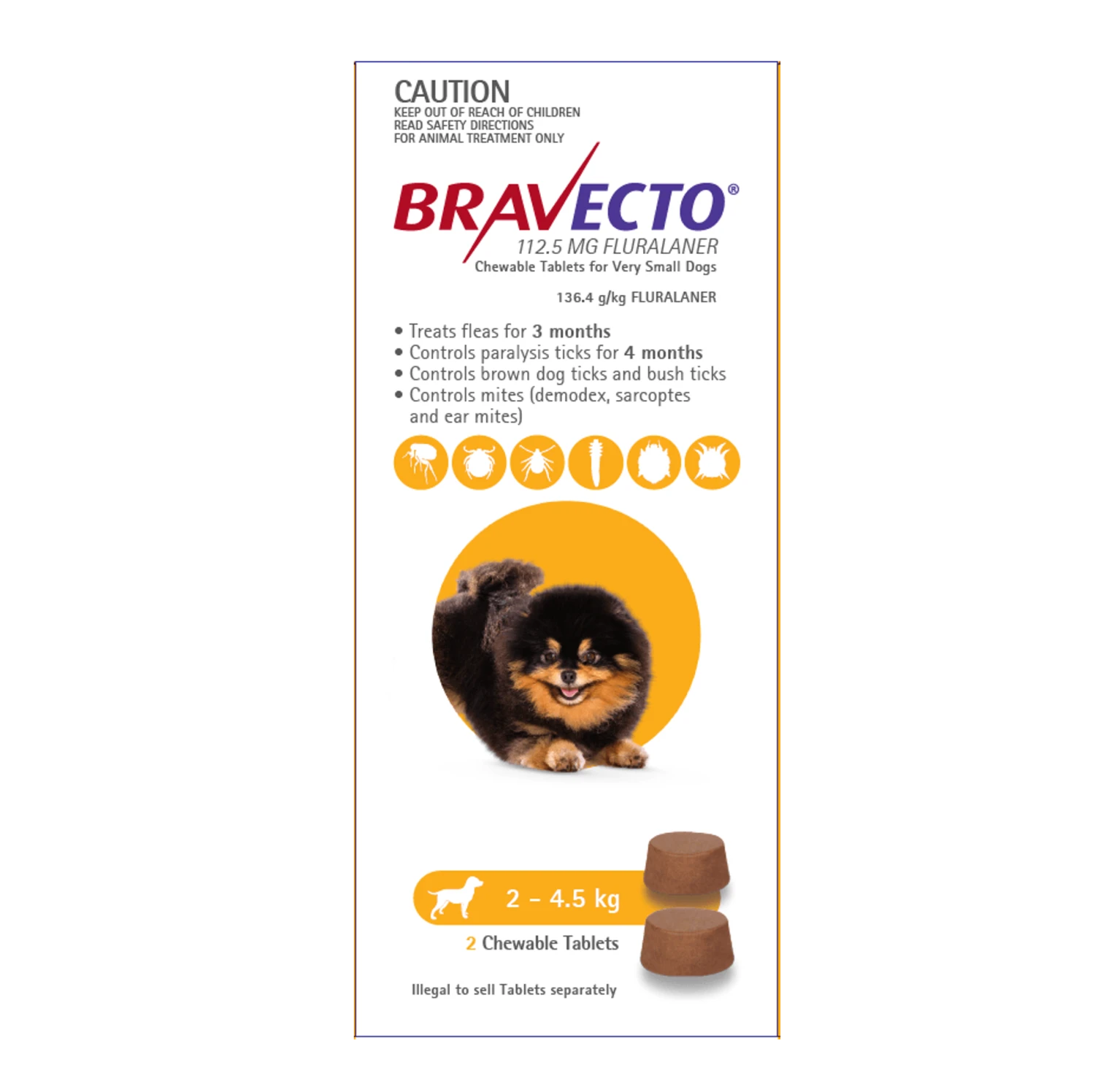 Bravecto Chewable Tablet For Very Small Dogs (2-4.5kg) 5 Bravecto Chewable Tablet For Very Small Dogs (2-4.5kg) - Image 3