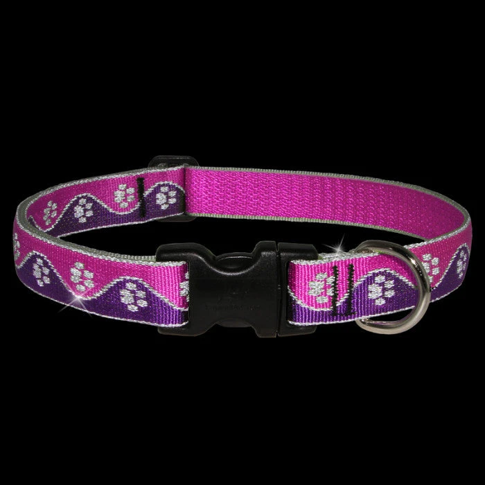 LupinePet Pink Paws Reflective Dog Collar 1.3cm 6 LupinePet Pink Paws Reflective Dog Collar 1.3cm - Image 4
